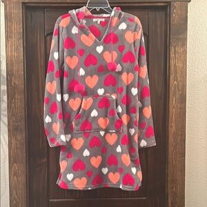 Wishful Park Juniors Heart Pajama Robe - Gray, Pink, White, Orange